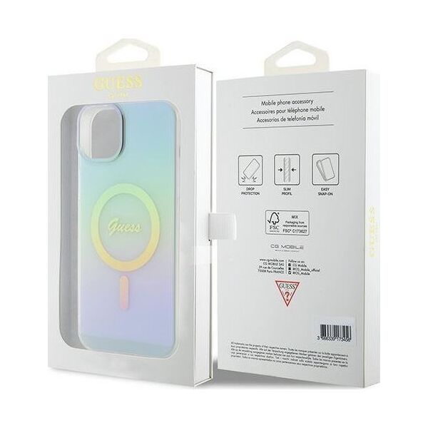 Guess Guess GUHMP15MHITSQ iPhone 15 Plus 6.7" turkusowy/turquoise hardcase IML Iridescent MagSafe