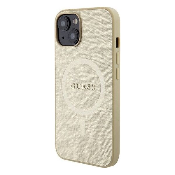 Guess Guess GUHMP15SPSAHMCB iPhone 15 6.1" złoty/gold hardcase Saffiano MagSafe