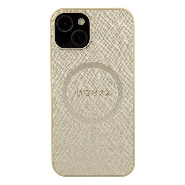 Guess Guess GUHMP15SPSAHMCB iPhone 15 6.1" złoty/gold hardcase Saffiano MagSafe