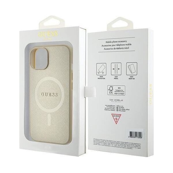 Guess Guess GUHMP15SPSAHMCB iPhone 15 6.1" złoty/gold hardcase Saffiano MagSafe