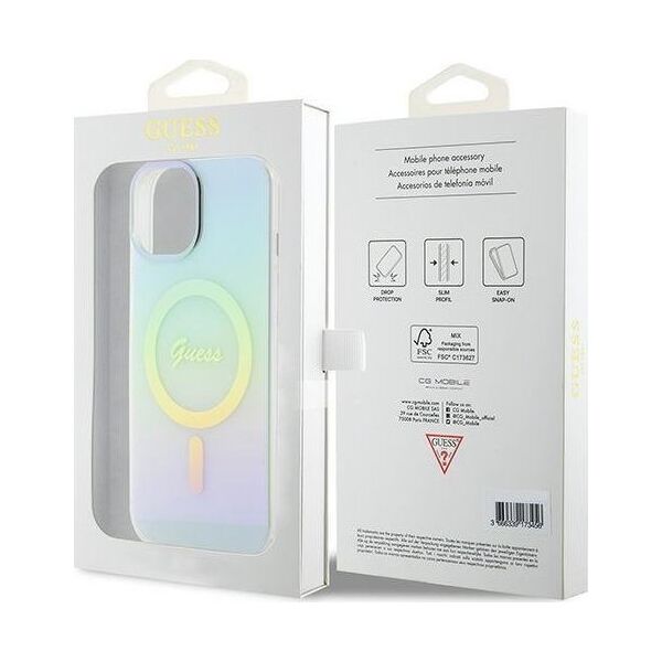 Guess Guess GUHMP15SHITSQ iPhone 15 6.1" turkusowy/turquoise hardcase IML Iridescent MagSafe