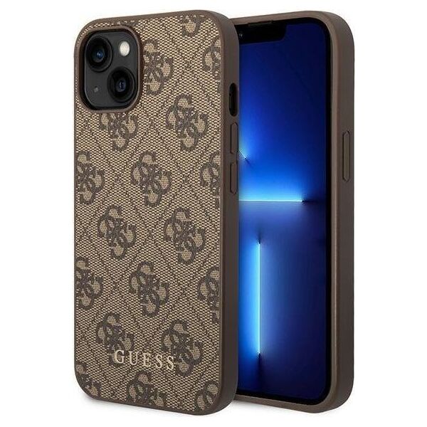 Guess Guess GUHCP15MG4GFBR iPhone 15 Plus 6.7" brązowy/brown hard case 4G Metal Gold Logo