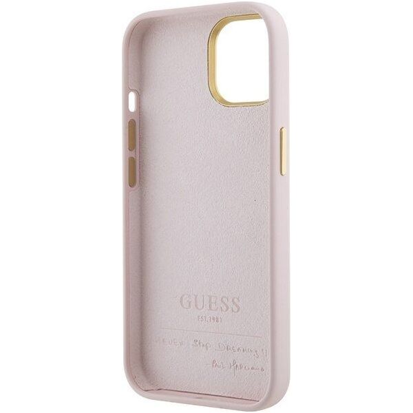 Guess Guess GUHCP15SSMBSLP iPhone 15 6.1" różowy/pink hardcase Silicone Script Metal Logo & Frame