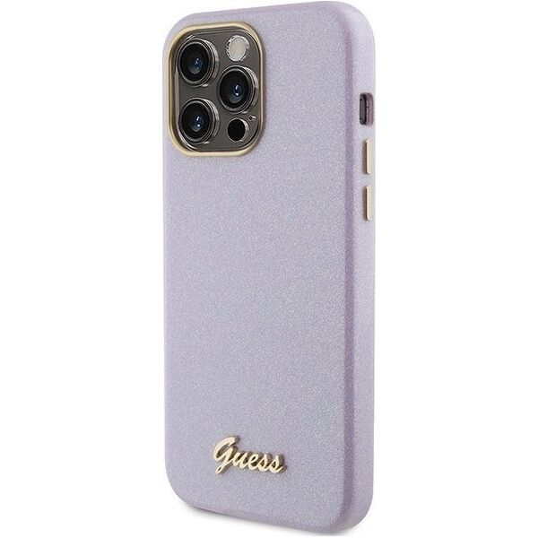 Guess Guess GUHCP15XPGMCSL iPhone 15 Pro Max 6.7" liliowy/lilac hardcase Glitter Glossy Script