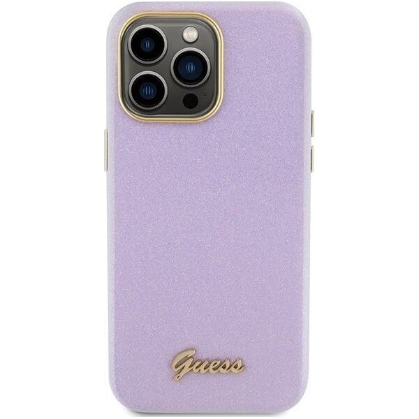 Guess Guess GUHCP15XPGMCSL iPhone 15 Pro Max 6.7" liliowy/lilac hardcase Glitter Glossy Script