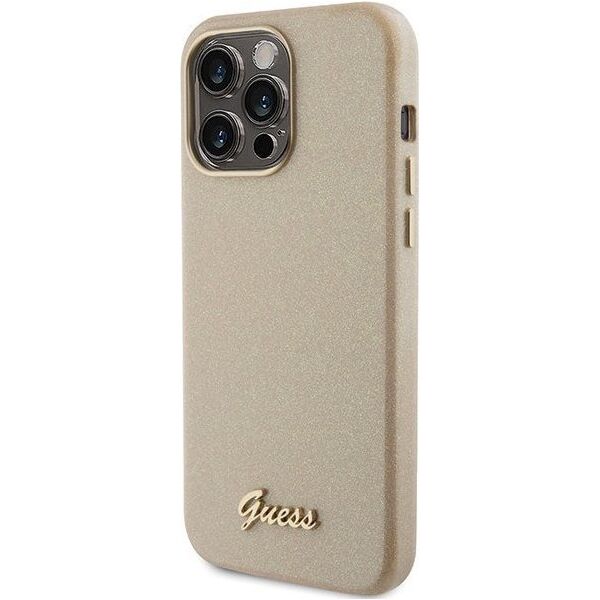 Guess Guess GUHCP15XPGMCSD iPhone 15 Pro Max 6.7" złoty/light gold hardcase Glitter Glossy Script