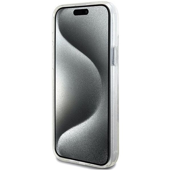 Guess Guess GUHMP15MHRSGSD iPhone 15 Plus 6.7" przezroczysty/transparent hardcase Ring Stand Script Glitter MagSafe