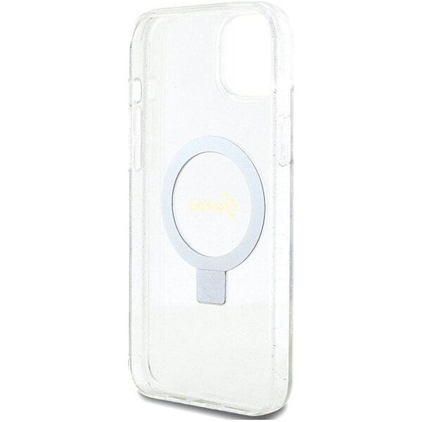 Guess Guess GUHMP15MHRSGSD iPhone 15 Plus 6.7" przezroczysty/transparent hardcase Ring Stand Script Glitter MagSafe