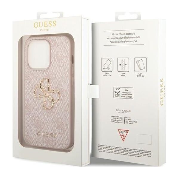 Guess Guess GUHCP15X4GMGPI iPhone 15 Pro Max 6.7" różowy/pink hardcase 4G Big Metal Logo