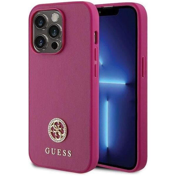 Guess Guess GUHCP15XPS4DGPP iPhone 15 Pro Max 6.7" różowy/pink hardcase Strass Metal Logo