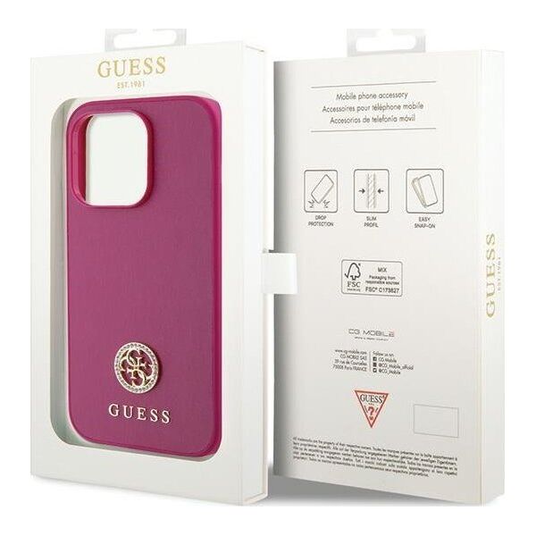 Guess Guess GUHCP15XPS4DGPP iPhone 15 Pro Max 6.7" różowy/pink hardcase Strass Metal Logo