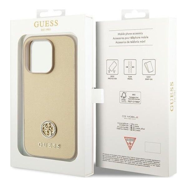 Guess Guess GUHCP15XPS4DGPD iPhone 15 Pro Max 6.7" złoty/gold hardcase Strass Metal Logo