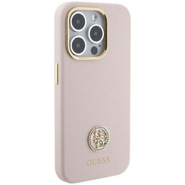 Guess Guess GUHCP15LM4DGPP iPhone 15 Pro 6.1" jasnoróżowy/pink hardcase Silicone Logo Strass 4G