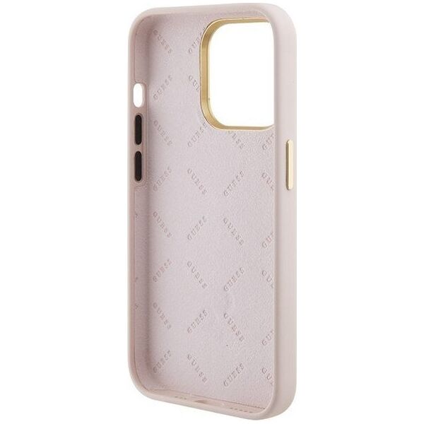 Guess Guess GUHCP15LM4DGPP iPhone 15 Pro 6.1" jasnoróżowy/pink hardcase Silicone Logo Strass 4G