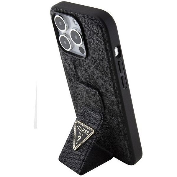 Guess Guess GUHCP15LPGS4TDK iPhone 15 Pro 6.1" czarny/black hardcase Grip Stand 4G Triangle Strass