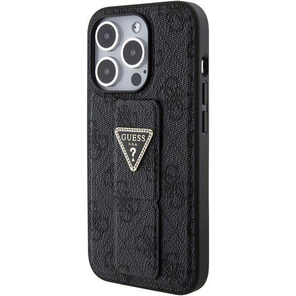 Guess Guess GUHCP15LPGS4TDK iPhone 15 Pro 6.1" czarny/black hardcase Grip Stand 4G Triangle Strass