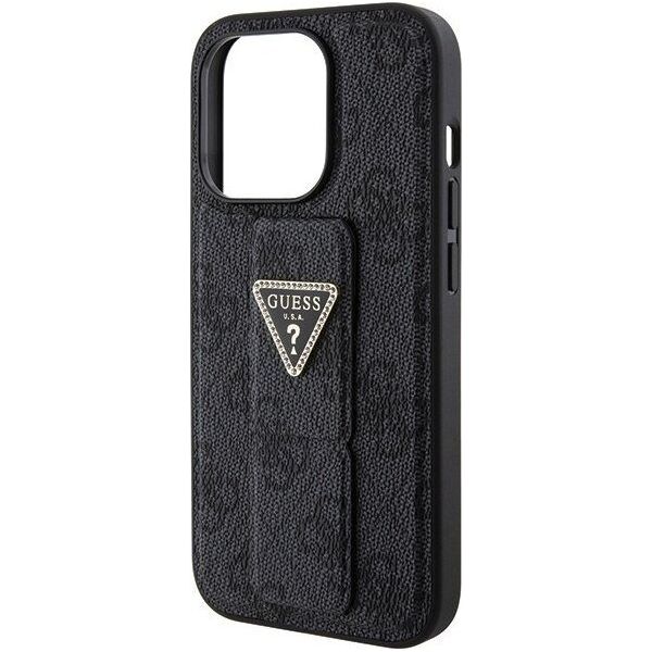 Guess Guess GUHCP15LPGS4TDK iPhone 15 Pro 6.1" czarny/black hardcase Grip Stand 4G Triangle Strass