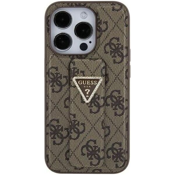 Guess Guess GUHCP15SPGS4TDW iPhone 15 6.1" brązowy/brown hardcase Grip Stand 4G Triangle Strass