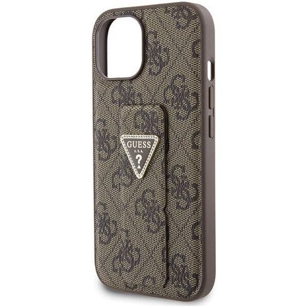 Guess Guess GUHCP15SPGS4TDW iPhone 15 6.1" brązowy/brown hardcase Grip Stand 4G Triangle Strass