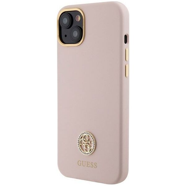 Guess Guess GUHCP15SM4DGPP iPhone 15 6.1" jasnoróżowy/pink hardcase Silicone Logo Strass 4G