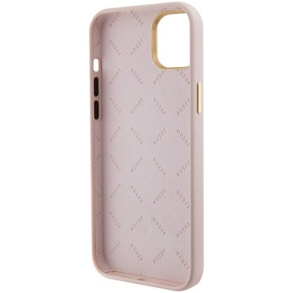 Guess Guess GUHCP15SM4DGPP iPhone 15 6.1" jasnoróżowy/pink hardcase Silicone Logo Strass 4G