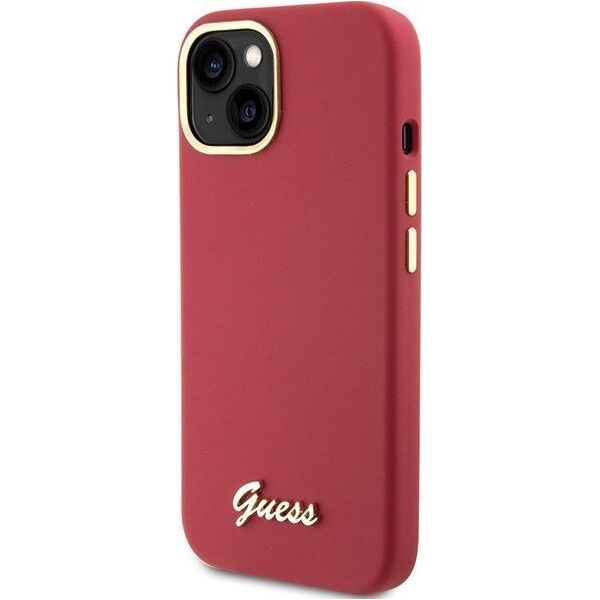 Guess Guess GUHCP15SSMBSLM iPhone 15 6.1" magenta hardcase Silicone Script Metal Logo & Frame