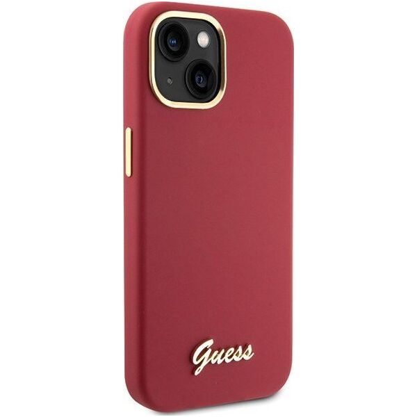 Guess Guess GUHCP15SSMBSLM iPhone 15 6.1" magenta hardcase Silicone Script Metal Logo & Frame