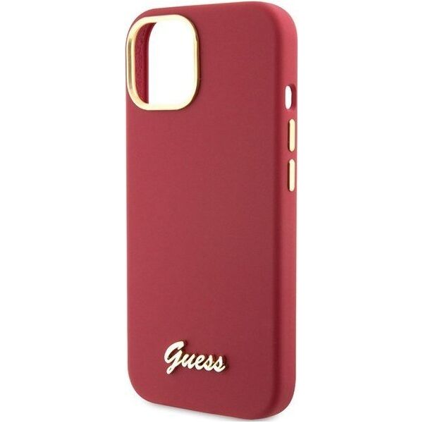 Guess Guess GUHCP15SSMBSLM iPhone 15 6.1" magenta hardcase Silicone Script Metal Logo & Frame