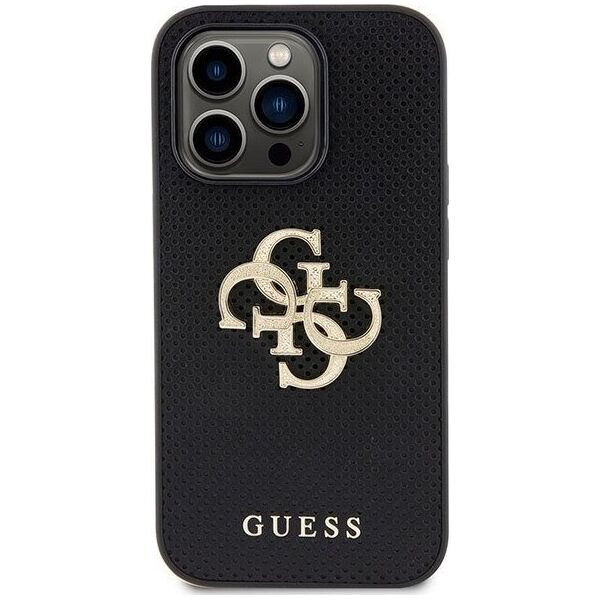Guess Guess GUHCP15XPSP4LGK iPhone 15 Pro Max 6.7" czarny/black hardcase Leather Perforated 4G Glitter Logo