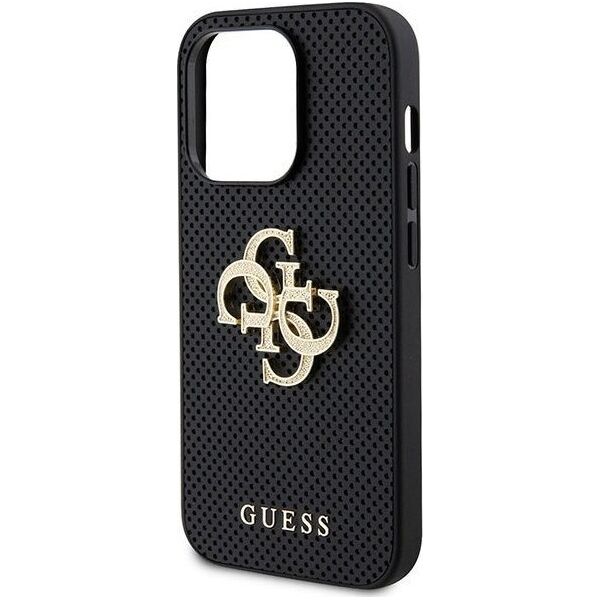 Guess Guess GUHCP15XPSP4LGK iPhone 15 Pro Max 6.7" czarny/black hardcase Leather Perforated 4G Glitter Logo