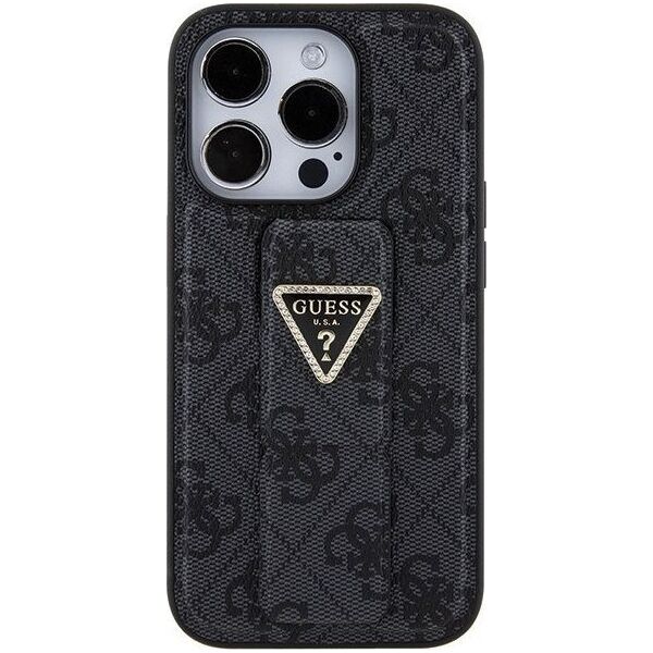 Guess Guess GUHCP15XPGS4TDK iPhone 15 Pro Max 6.7" czarny/black hardcase Grip Stand 4G Triangle Strass