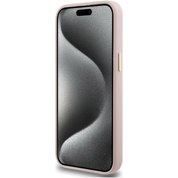 Guess Guess GUHCP15XSMBSLP iPhone 15 Pro Max 6.7" różowy/pink hardcase Silicone Script Metal Logo & Frame