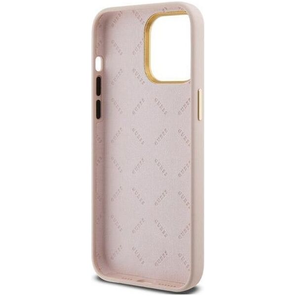 Guess Guess GUHCP15XSMBSLP iPhone 15 Pro Max 6.7" różowy/pink hardcase Silicone Script Metal Logo & Frame