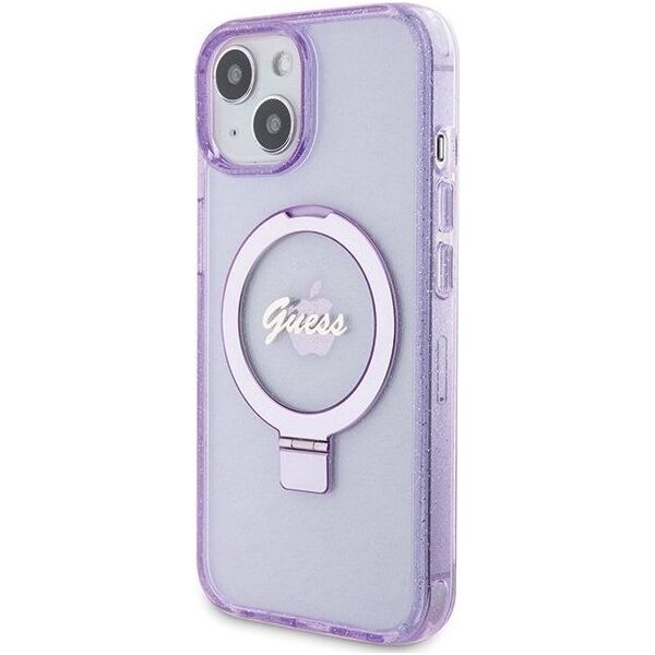 Guess Guess GUHMP15MHRSGSU iPhone 15 Plus 6.7" fioletowy/purple hardcase Ring Stand Script Glitter MagSafe