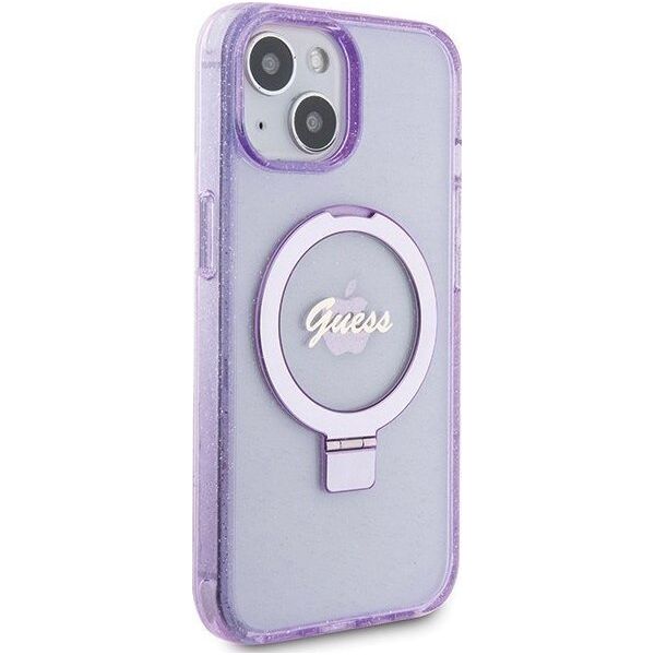 Guess Guess GUHMP15MHRSGSU iPhone 15 Plus 6.7" fioletowy/purple hardcase Ring Stand Script Glitter MagSafe