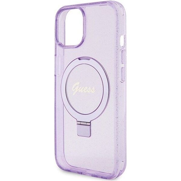Guess Guess GUHMP15MHRSGSU iPhone 15 Plus 6.7" fioletowy/purple hardcase Ring Stand Script Glitter MagSafe