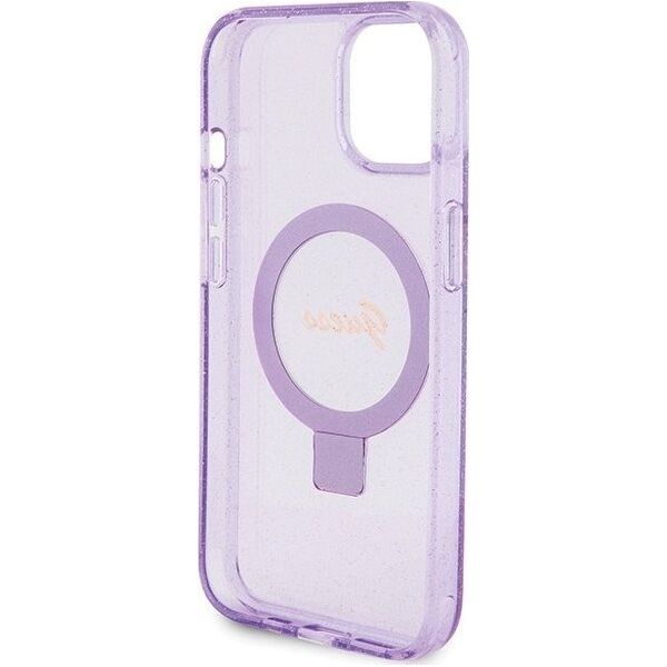 Guess Guess GUHMP15MHRSGSU iPhone 15 Plus 6.7" fioletowy/purple hardcase Ring Stand Script Glitter MagSafe