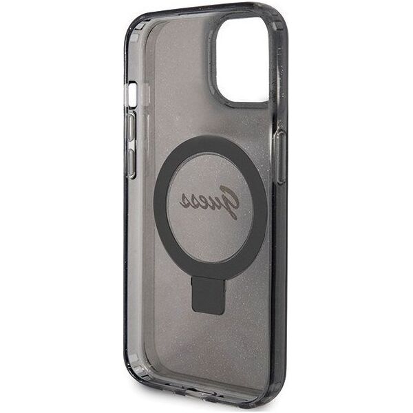 Guess Guess GUHMP15MHRSGSK iPhone 15 Plus 6.7" czarny/black hardcase Ring Stand Script Glitter MagSafe