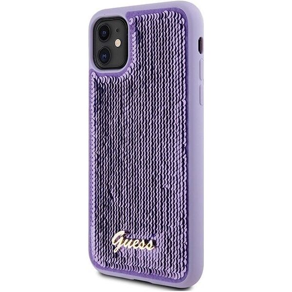 Guess Guess GUHCN61PSFDGSU iPhone 11 / Xr 6.1" fioletowy/purple hardcase Sequin Script Metal