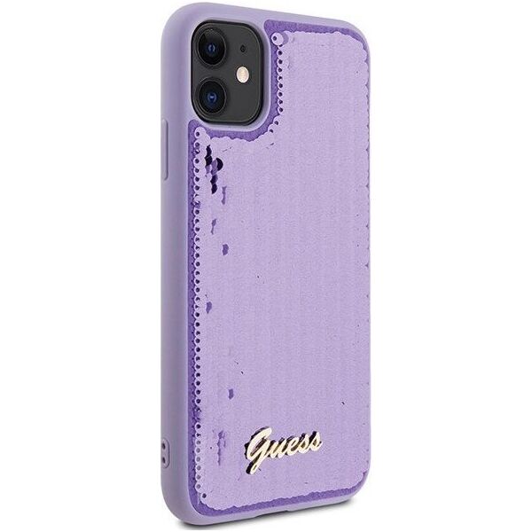 Guess Guess GUHCN61PSFDGSU iPhone 11 / Xr 6.1" fioletowy/purple hardcase Sequin Script Metal