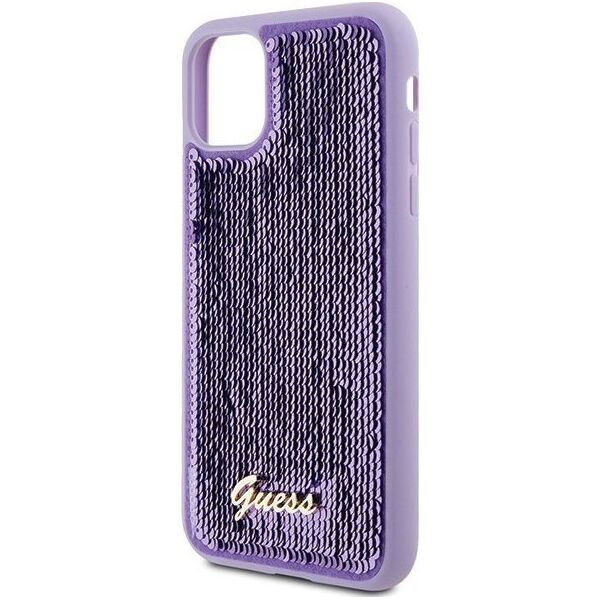 Guess Guess GUHCN61PSFDGSU iPhone 11 / Xr 6.1" fioletowy/purple hardcase Sequin Script Metal