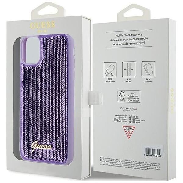 Guess Guess GUHCN61PSFDGSU iPhone 11 / Xr 6.1" fioletowy/purple hardcase Sequin Script Metal