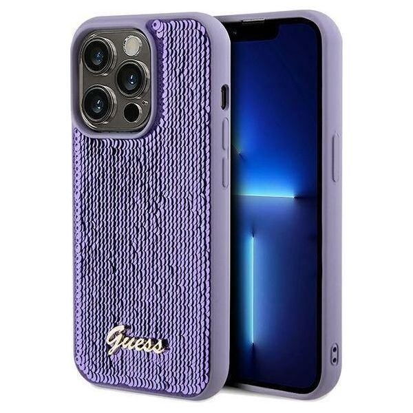 Guess Guess GUHCP13LPSFDGSUiPhone 13 Pro / 13 6.1" fioletowy/purple hardcase Sequin Script Metal