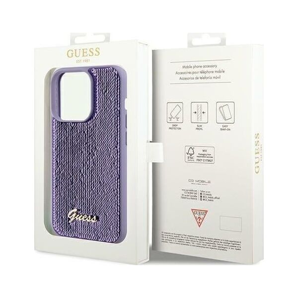 Guess Guess GUHCP13XPSFDGSU iPhone 13 Pro Max 6.7" fioletowy/purple hardcase Sequin Script Metal
