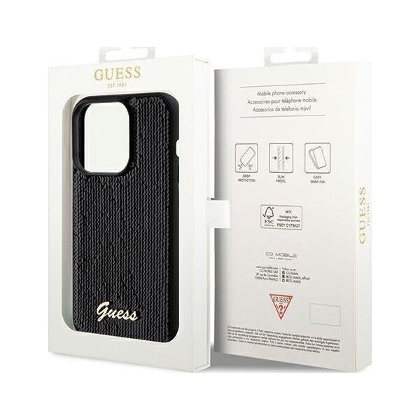Guess Guess GUHCP14XPSFDGSK iPhone 14 Pro Max 6.7" czarny/black hardcase Sequin Script Metal