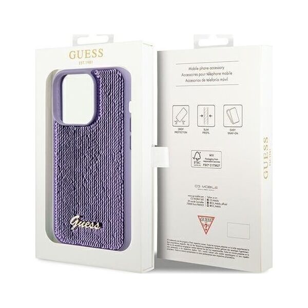 Guess Guess GUHCP14XPSFDGSU iPhone 14 Pro Max 6.7" fioletowy/purple hardcase Sequin Script Metal