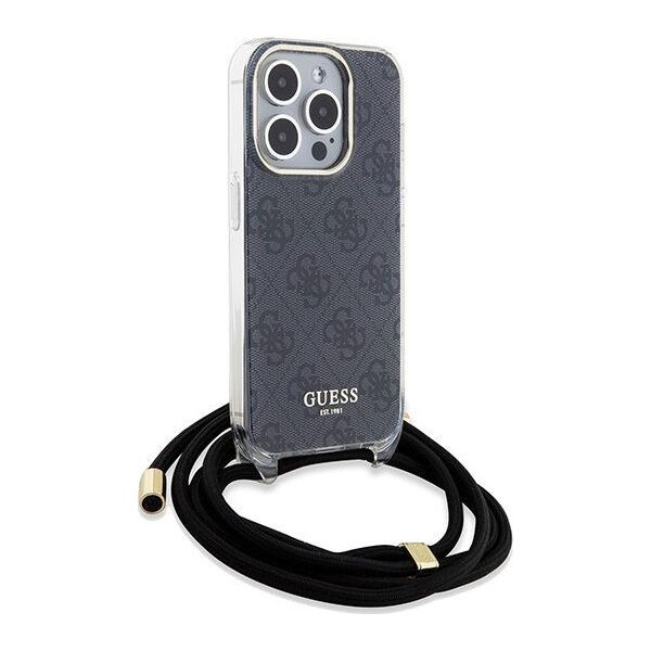 Guess Guess GUHCP15LHC4SEK iPhone 15 Pro 6.1" czarny/black hardcase Crossbody Cord 4G Print