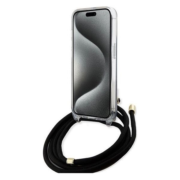 Guess Guess GUHCP15XHC4SEK iPhone 15 Pro Max 6.7" czarny/black hardcase Crossbody Cord 4G Print
