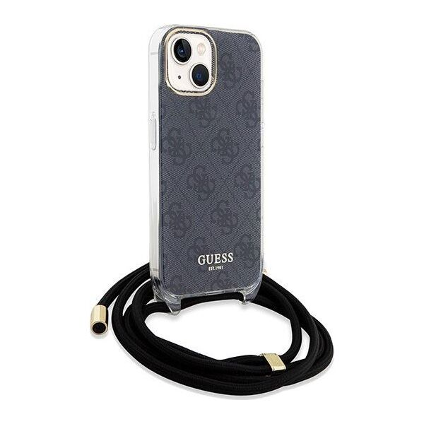 Guess Guess GUHCP15SHC4SEK iPhone 15 / 14 / 13 6.1" czarny/black hardcase Crossbody Cord 4G Print