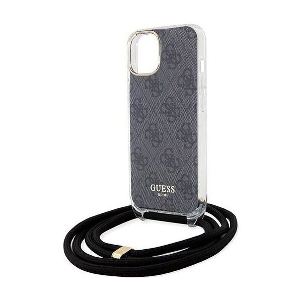 Guess Guess GUHCP15SHC4SEK iPhone 15 / 14 / 13 6.1" czarny/black hardcase Crossbody Cord 4G Print